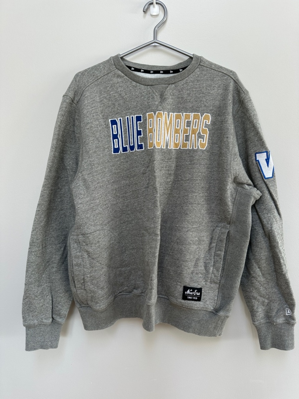 Grey 'Winnipeg Bombers' Crewneck Sweatshirt with Blue & Gold Lettering